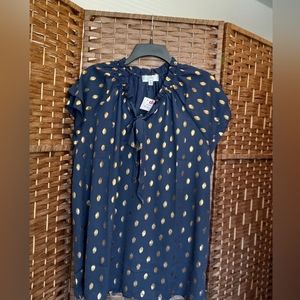 Shannon Ford New York Cap Sleeve Blouse Top with Neck Tie Detail